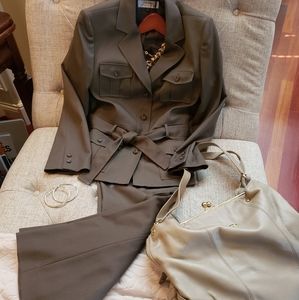 Tahari Olive Green Blazer Suit Jacket
